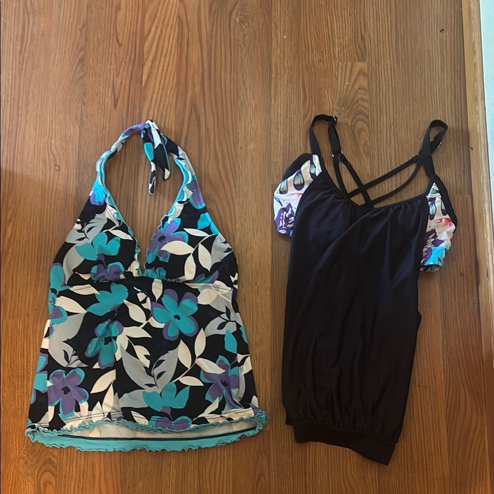Floral Halter Top and Black Strappy Top